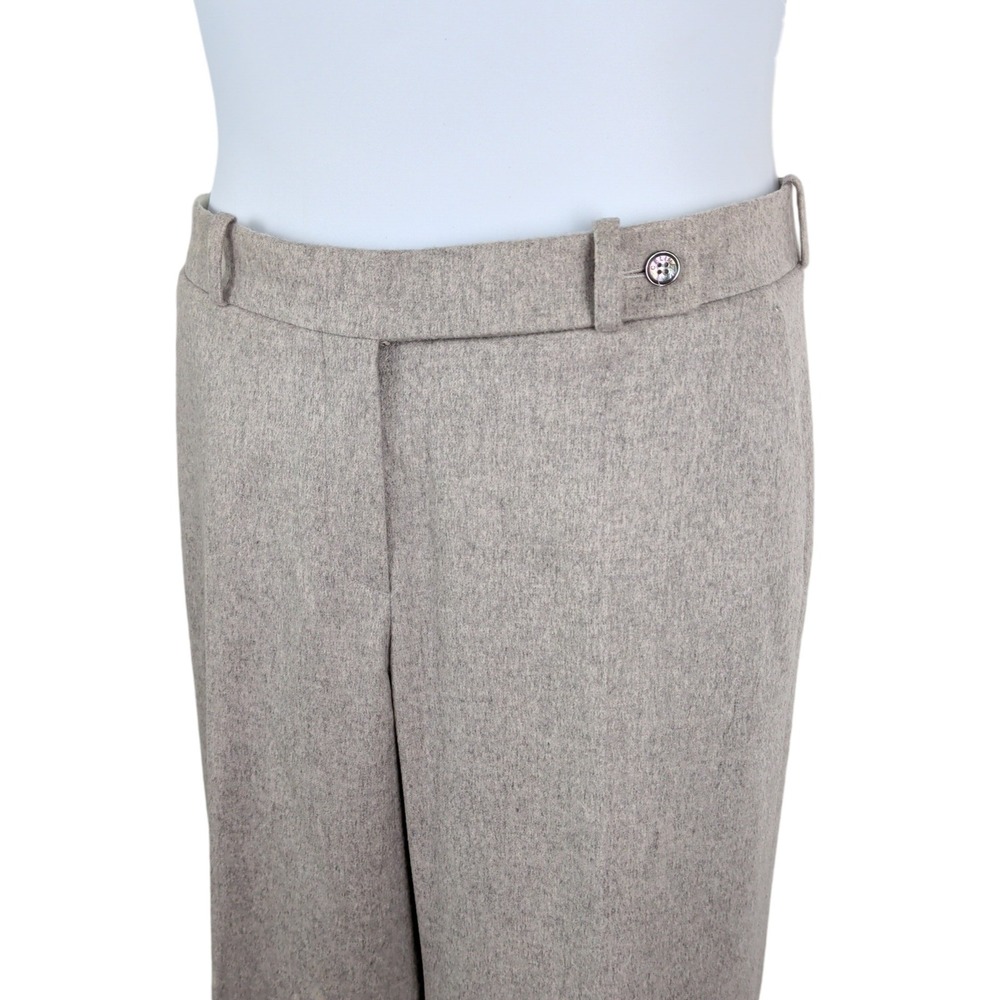 Celine 100% Cashmere Silk Lined Wide Leg Cuffed Trousers Pants Size 42 Old Money